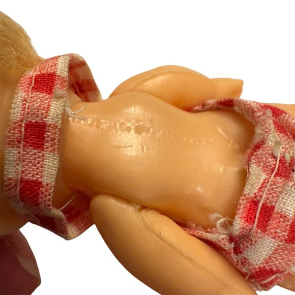 Doll Blonde Red White Gingham Romper 1960's Made in Hong Kong 4" (SKU: 211TO) - Picture 4 of 4